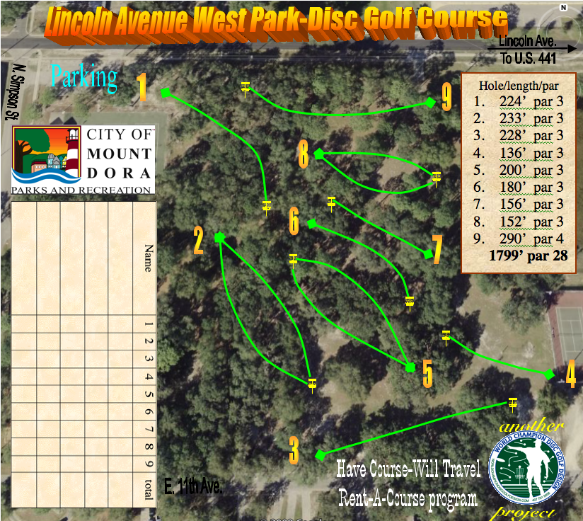 Lincoln Avenue Park West Disc Golf Course Professional Disc Golf