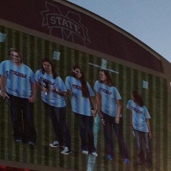 Mississippi State Women's Disc Golf Team featured on the Jumbotron at Halftime