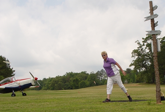 Suzanne Smith tees off on hole one.