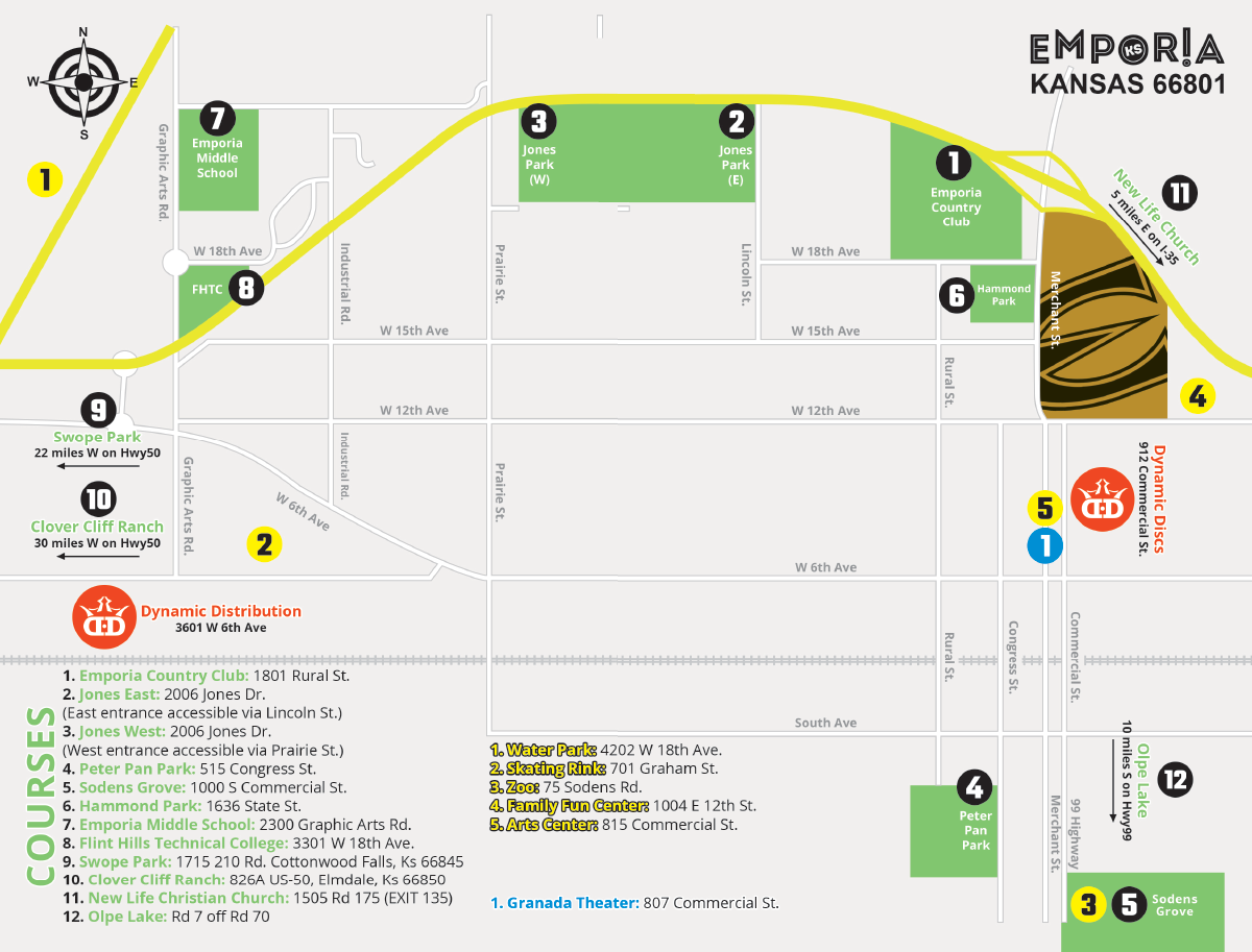 2020 PDGA Junior Worlds - Map of Emporia, Kansas | Professional Disc