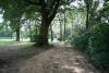 Hole 1. 256 ft.There is a tree mid way on the right hand side. Behind the basket are some trees.